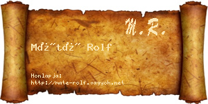 Máté Rolf névjegykártya